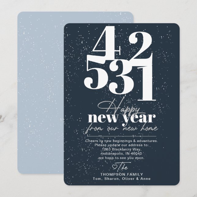 Happy New Year Navy Countdown Moving Announcement (Front/Back)