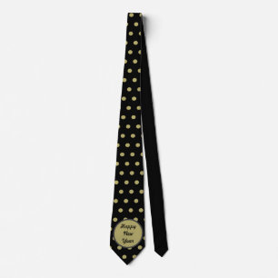Happy New Year Neck Tie (Black & Gold)