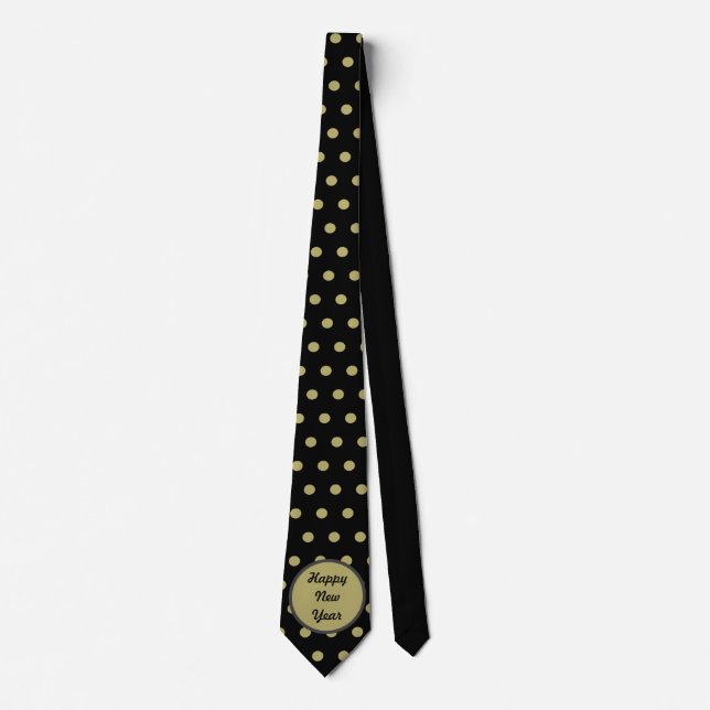 Happy New Year Neck Tie (Black & Gold) (Front)