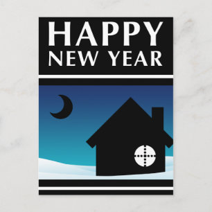 happy new year new address announcement postcard