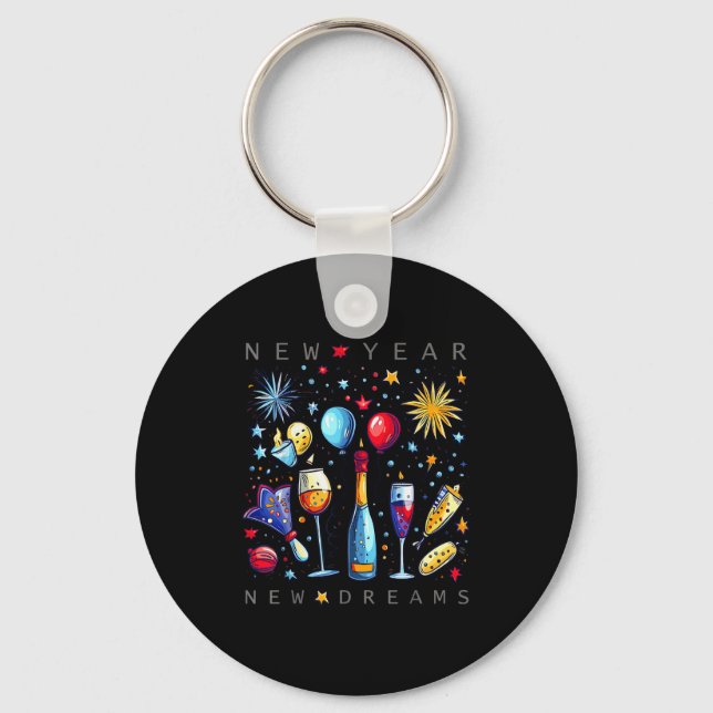 Happy New Year New Dreams 2026 Family Matching Fir Key Ring (Front)