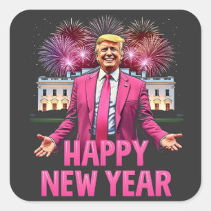Happy New Year New Eve Trump Inauguration Day Xmas Square Sticker