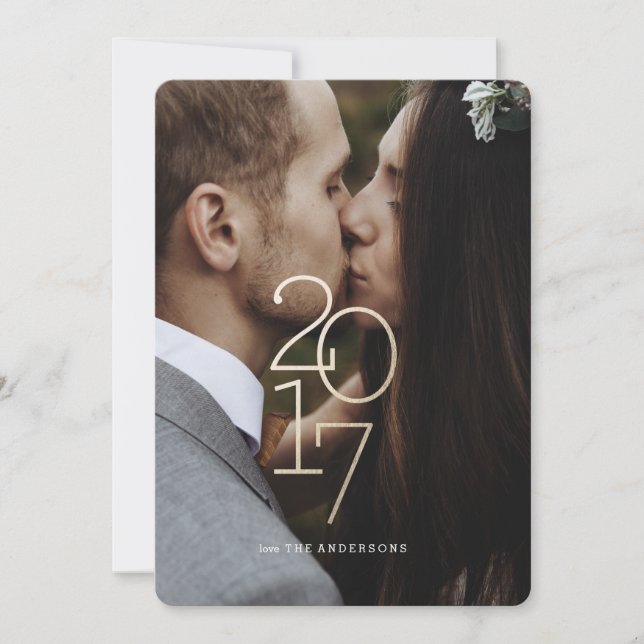 Happy New Year! | New Year Gold Holiday Photo Card (Front)