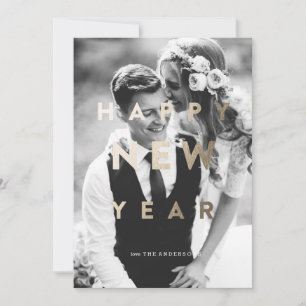 Happy New Year! New Year Gold Holiday Photo Card