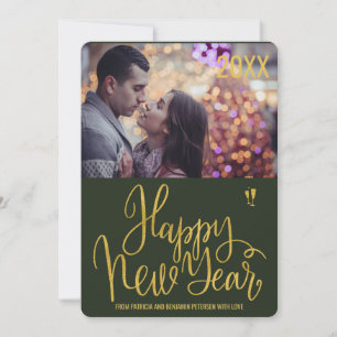 Happy New Year newly wed photo greeting Holiday Card