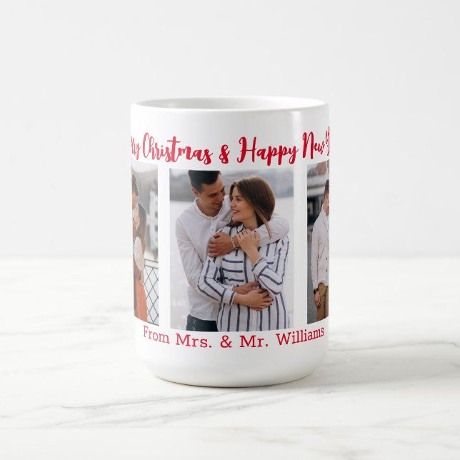 happy new year newlyweds 3 photos collage  coffee mug (Center)