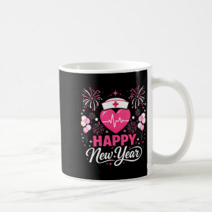 Happy New Year Nurse Crew Heartbeat Medical Celebr Coffee Mug