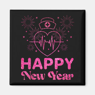 Happy New Year Nurse Crew Heartbeat New Years Eve  Magnet