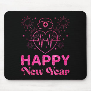 Happy New Year Nurse Crew Heartbeat New Years Eve Mouse Mat