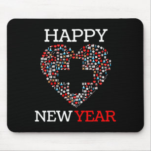 Happy New Year Nurse Heart 2023 Funny Nursing Prac Mouse Mat