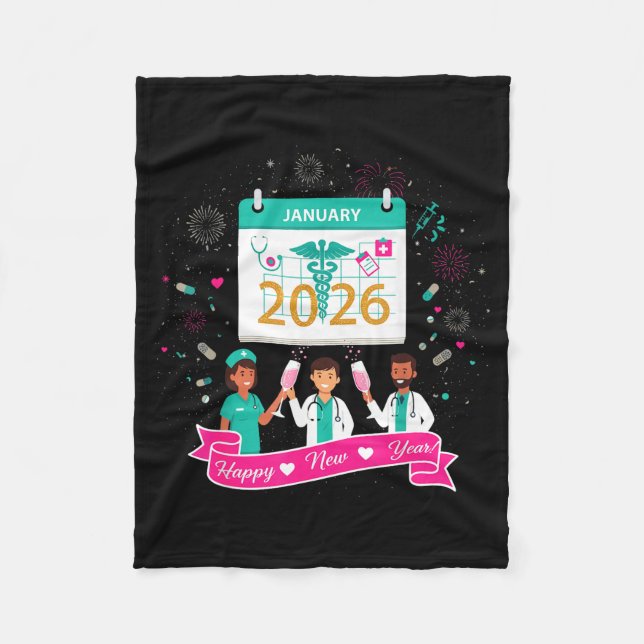 Happy New Year Nurse Shirt; Cute Medical Staff 202 Fleece Blanket (Front)