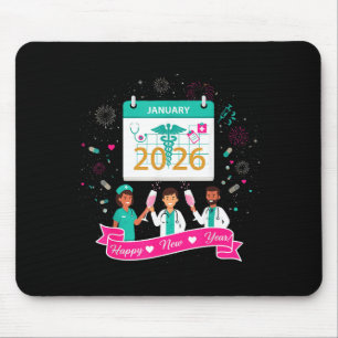 Happy New Year Nurse Shirt; Cute Medical Staff 202 Mouse Mat