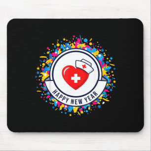 Happy New Year Nurse Shirt Cute Nk Heartbeat Medic Mouse Mat