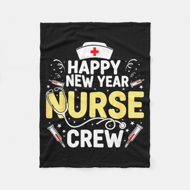 Happy New Year Nurse Shirt, Fireworks Stethoscope  Fleece Blanket (Front)