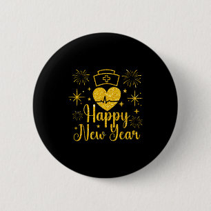 Happy New Year Nurses Heartbeat Fireworks New Year 6 Cm Round Badge