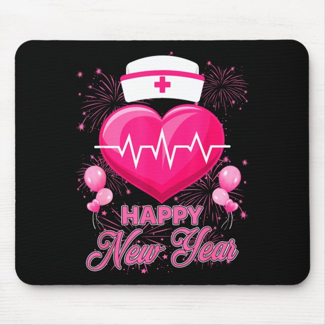 Happy New Year Nurses Heartbeat New Years Eve Part Mouse Mat (Front)