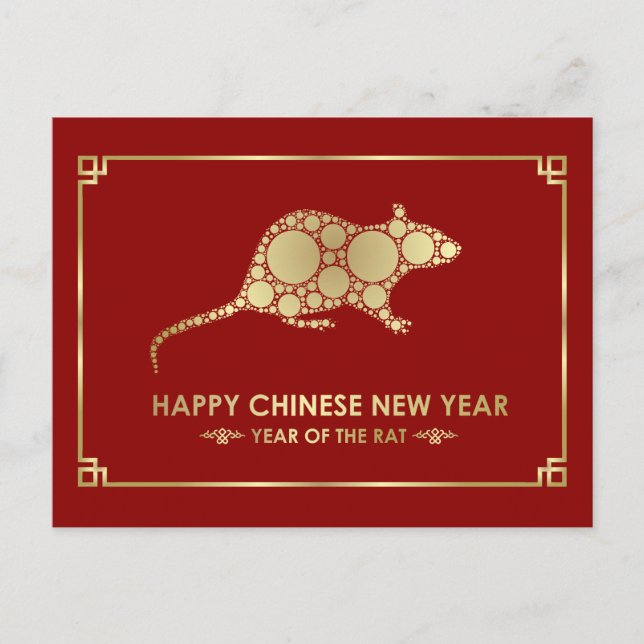 Happy New Year of The Rat - 2020 Holiday Postcard (Front)