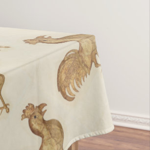 Happy New Year  of The Rooster 2017 Vintage Gold Tablecloth