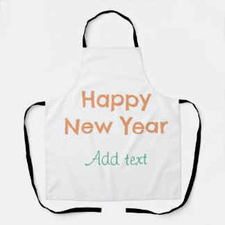 Happy new year orange green name date modern retro apron