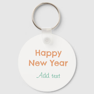 Happy new year orange green name date modern retro key ring