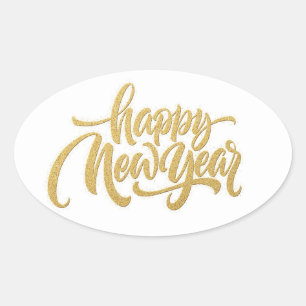 Happy New Year Oval Sticker