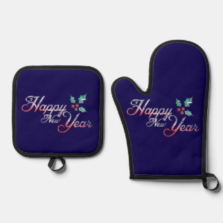 Happy New Year Oven Mitt & Pot Holder Set