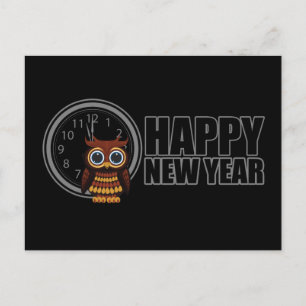 Happy New Year - Owl Holiday Postcard