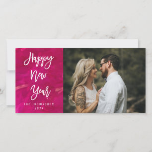 Happy New year Painted Bright Script Photo Holiday Card