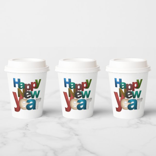 Happy New Year Paper Cups (Multi)
