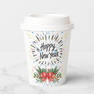 Happy new year paper cups