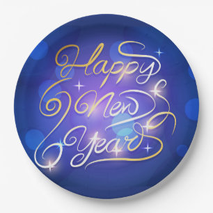 Happy New Year Paper Plate