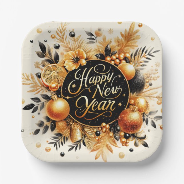  Happy New Year  Paper Plate (Front)