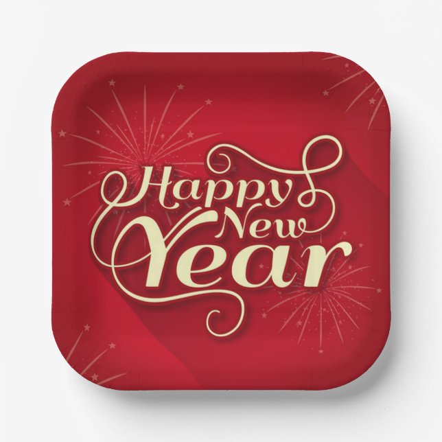 Happy New Year  Paper Plate (Front)