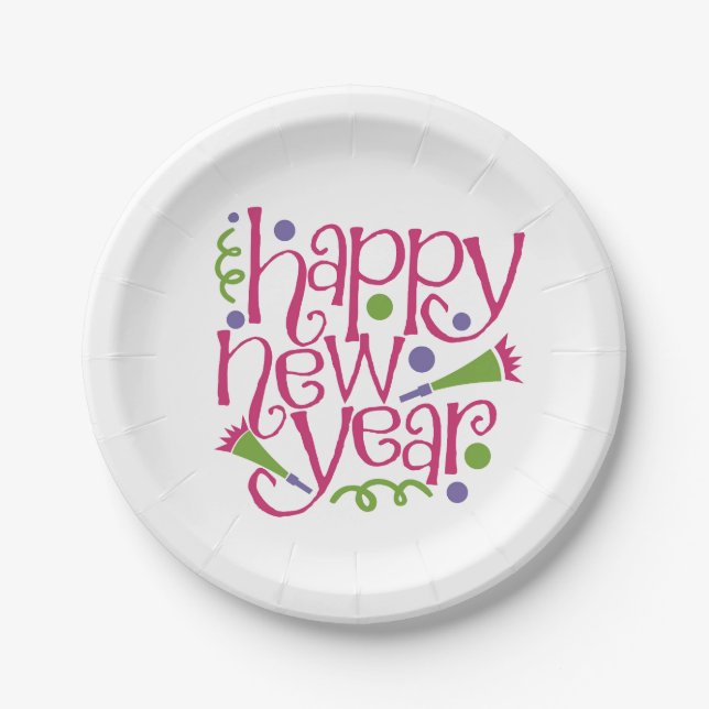 Happy New Year Paper Plate (Front)