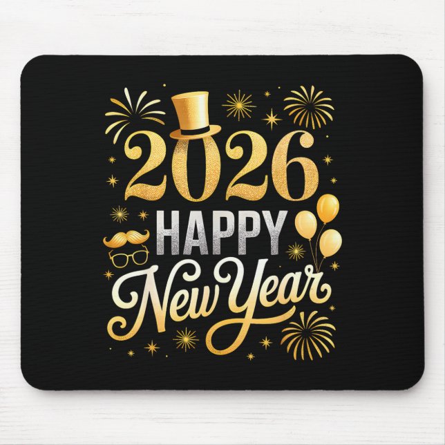Happy New Year Party 2026 Ballon Family Matching C Mouse Mat (Front)