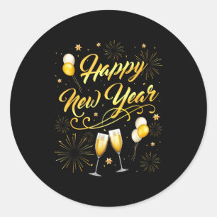 Happy New Year Party 2026 Ballon Family Matching Classic Round Sticker
