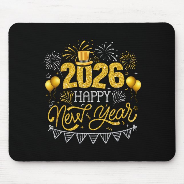Happy New Year Party 2026 Ballon Family Matching F Mouse Mat (Front)
