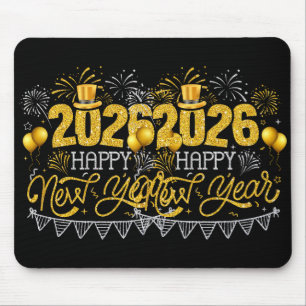Happy New Year Party 2026 Ballon Family Matching F Mouse Mat