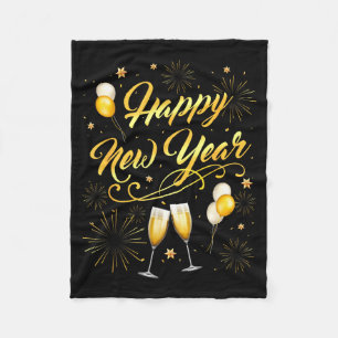 Happy New Year Party 2026 Ballon Family Matching Fleece Blanket
