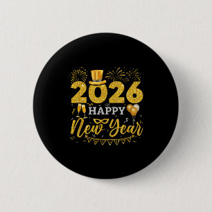 Happy New Year Party 2026 Ballon Family Matching M 6 Cm Round Badge