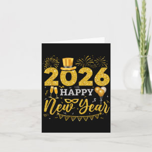 Happy New Year Party 2026 Ballon Family Matching M Card