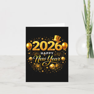 Happy New Year Party 2026 Ballon Family Matching M Card
