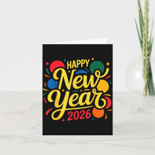 Happy New Year Party 2026 Ballon Family Matching M Card