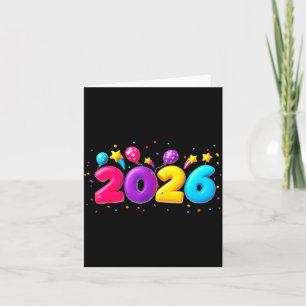 Happy New Year Party 2026 Ballon Family Matching M Card