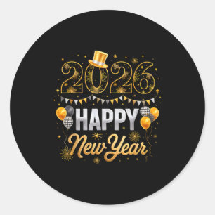 Happy New Year Party 2026 Ballon Family Matching M Classic Round Sticker
