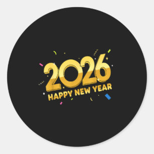 Happy New Year Party 2026 Ballon Family Matching M Classic Round Sticker