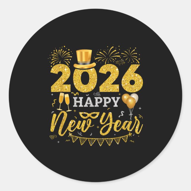 Happy New Year Party 2026 Ballon Family Matching M Classic Round Sticker (Front)