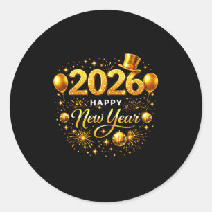 Happy New Year Party 2026 Ballon Family Matching M Classic Round Sticker