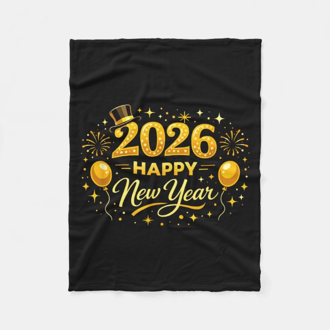 Happy New Year Party 2026 Ballon Family Matching M Fleece Blanket (Front)