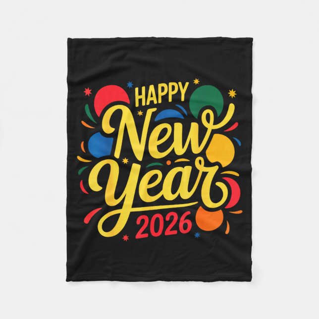 Happy New Year Party 2026 Ballon Family Matching M Fleece Blanket (Front)